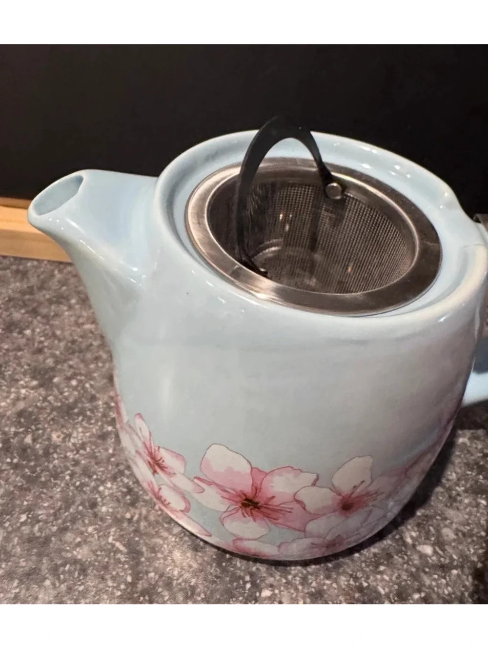 Ceramic Cherry Blossom Teapot with Infuser Basket